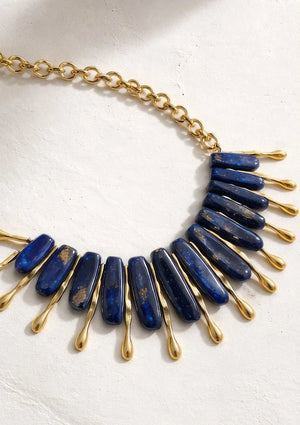 18 karat gold plated brass necklace with purple sodalite stones - ELLY