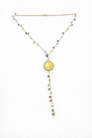 18 - karat gold - plated chain necklace adorned with sparkling crystal ornaments and zircon stone - ELLY