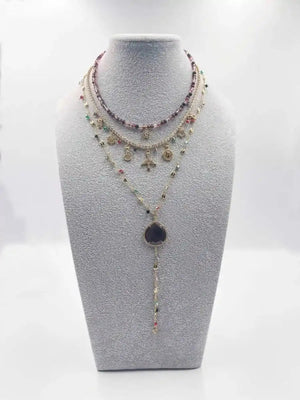 18 - karat gold - plated chain necklace adorned with sparkling crystal ornaments and zircon stone - ELLY