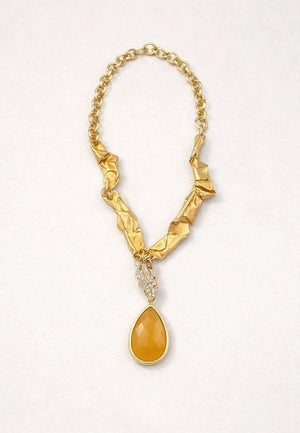 18 karat gold plated necklace featuring a striking agate stone pendant - ELLY