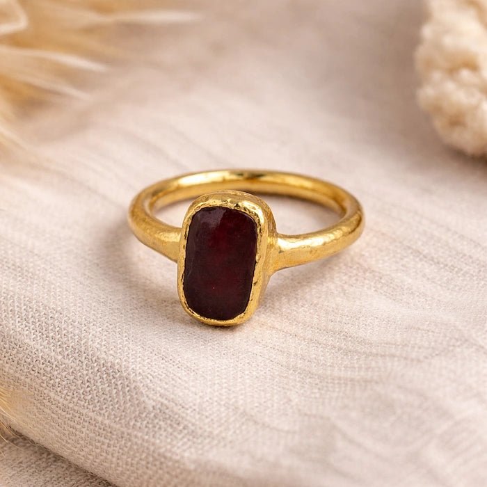 Agate Stone Statement Ring – 18K Gold Plated - ELLY