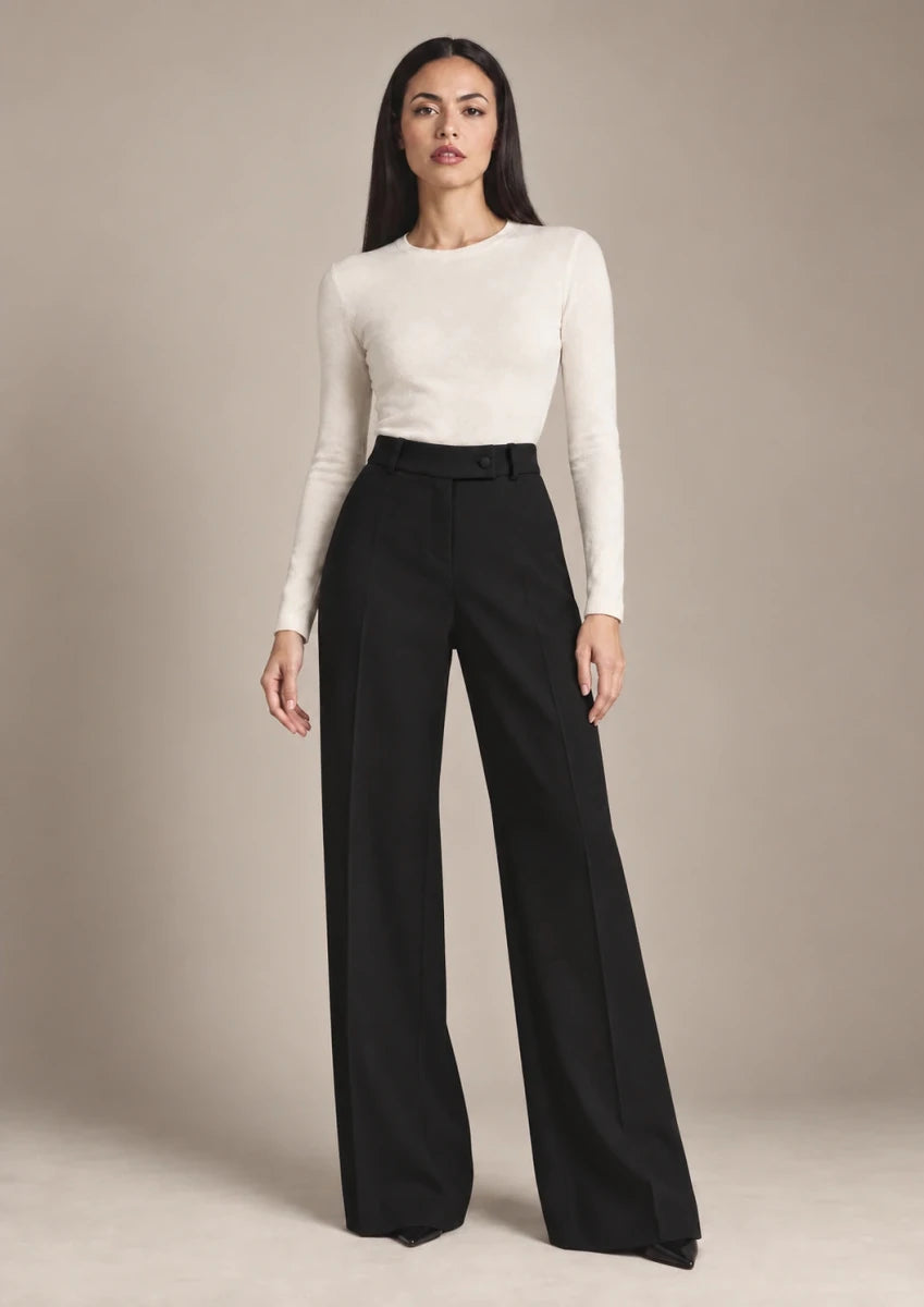 Alessia Black Wide-Leg Trousers – Nero - ELLY