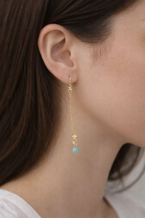 Asymmetrical Bead & Chain Drop Earrings - ELLY