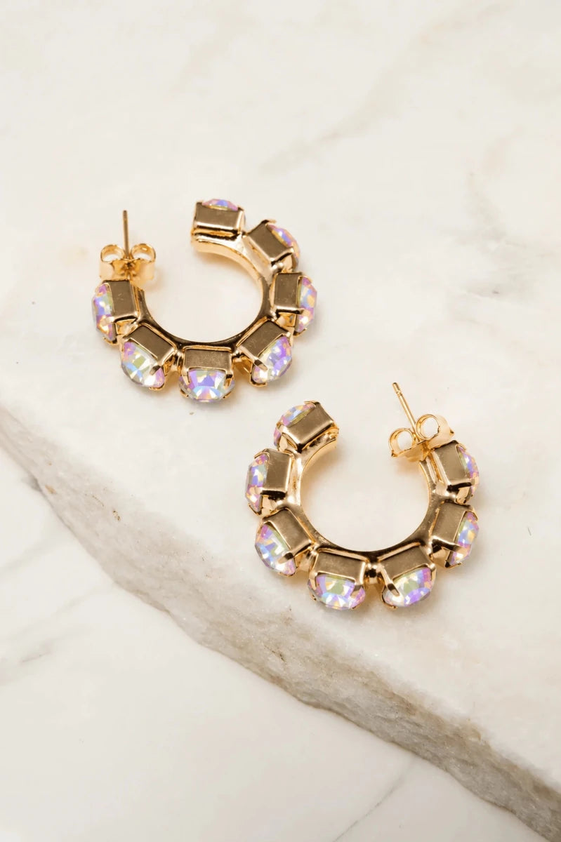 Aurora Lumière Crystal Hoop Earrings - ELLY