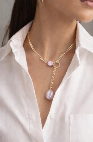 Baroque Pearl Drop Necklace – Gold - ELLY