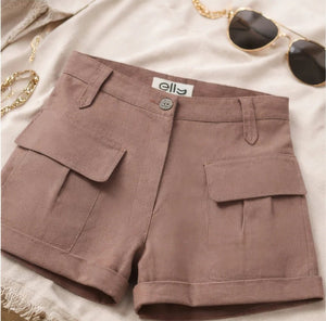 Beige Linen Shorts - ELLY