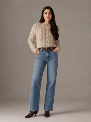 Beige Short Knit Sweater - ELLY