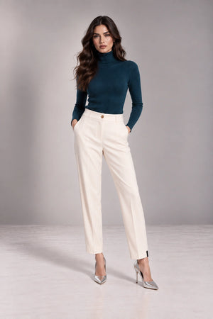 Bianca tailored trousers in Panna, full view, Made in Italy