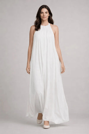 Bianco Seta Halter - Neck Maxi Dress - ELLY