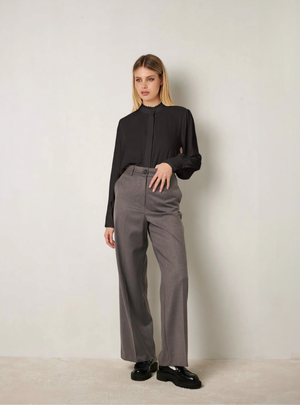 Black Scalloped Trims Shirt - ELLY