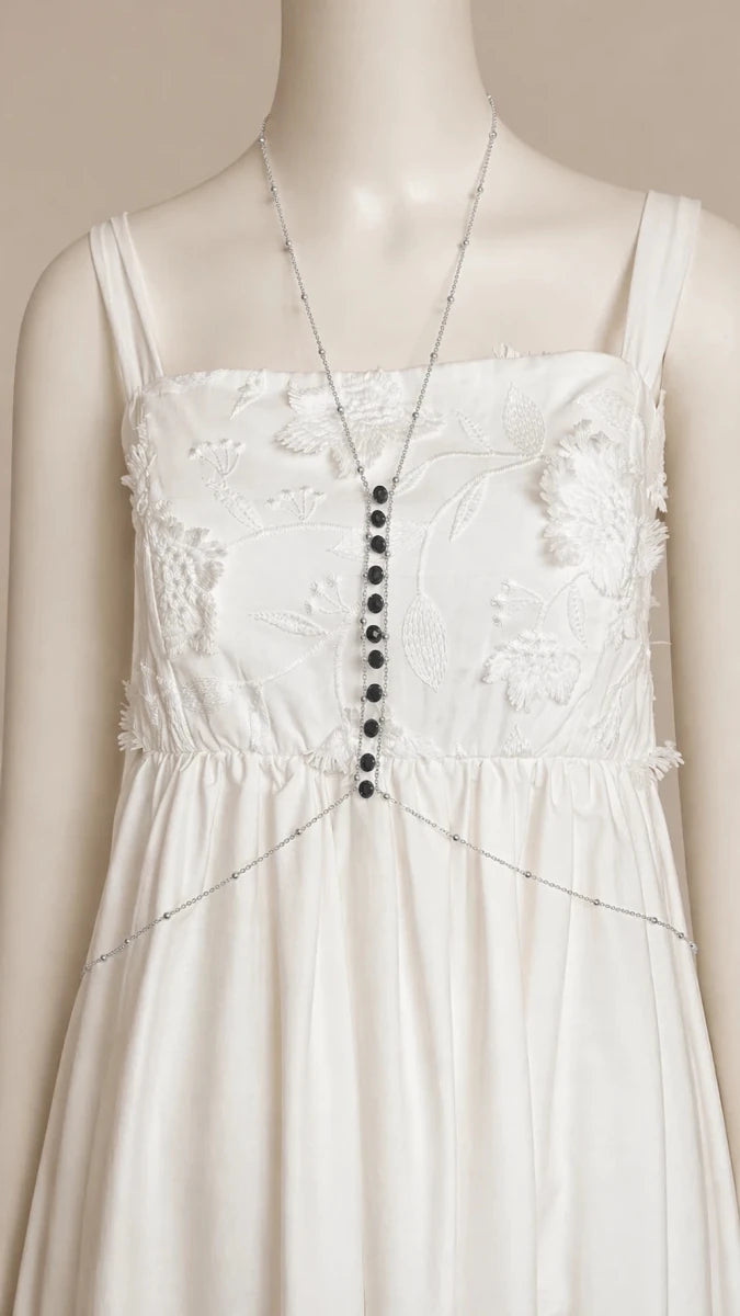 Black Stone Body Chain Necklace - ELLY