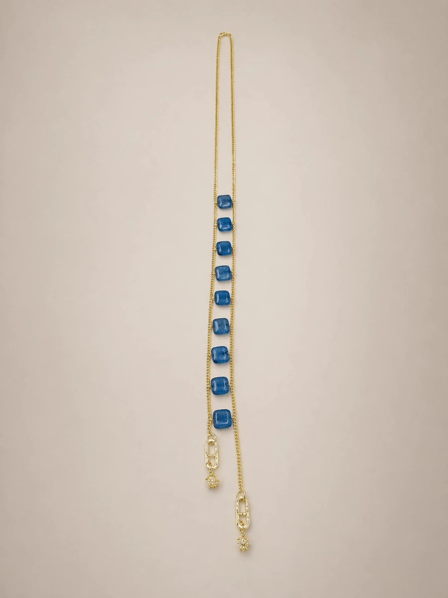 Blue Jade Double Chain Necklace - ELLY