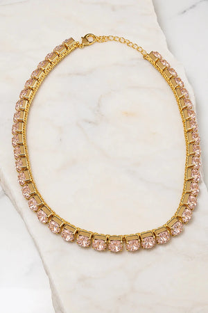 Blush Champagne Royale Tennis Necklace - ELLY