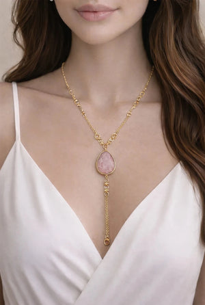 Blush Drop Pendant Necklace – Gold - ELLY