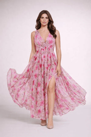 Bohemian Blossom Flowy Floral Maxi Dress - ELLY