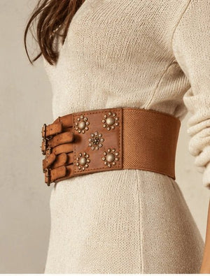 Buff Tan Multi - Buckle Statement Belt - ELLY