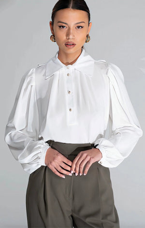 Camicia Plissé Bianco - ELLY
