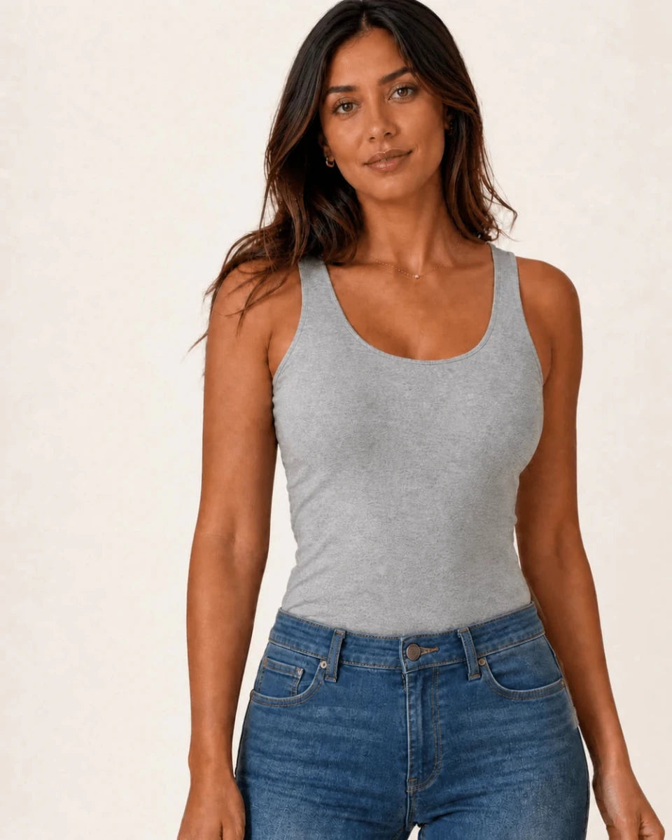 Canotta Cotton Tank Top – Grigio - ELLY