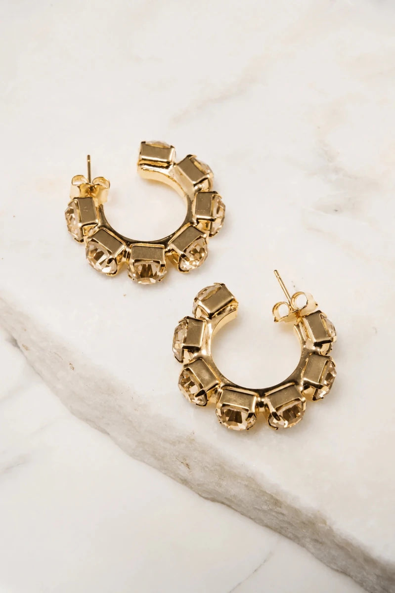 Champagne Lumière Crystal Hoop Earrings - ELLY