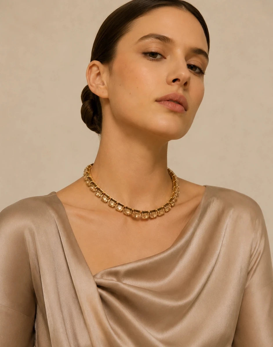 Champagne Lumière Tennis Necklace - ELLY
