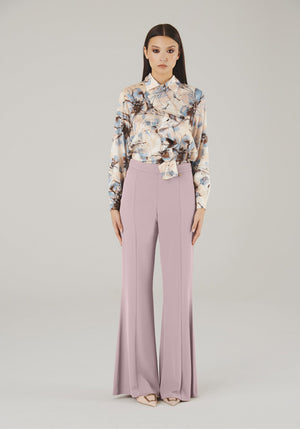 Charmé Italian-Made Tie-Front Blazer & Flared Pants Set (Cipria) - ELLY