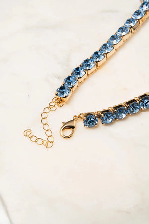 Choker Cristalli Lineari – Oro / Acqua Marina - ELLY