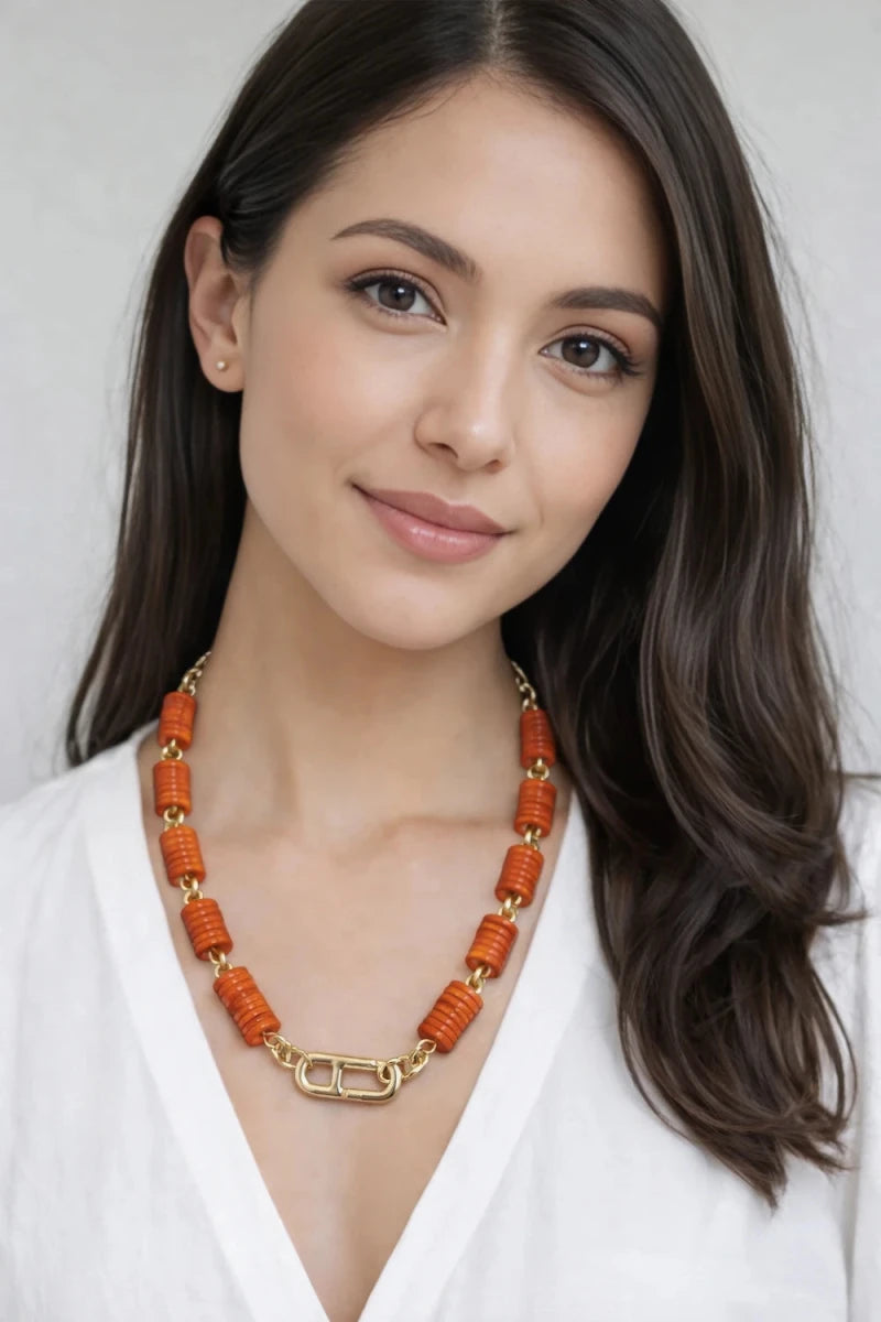 Colored Nacre Stone Necklace – Gold Plated - ELLY