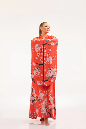 Crane Print Kimono Dress – ELLY - ELLY