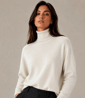 Cream High Neck Sweater - ELLY
