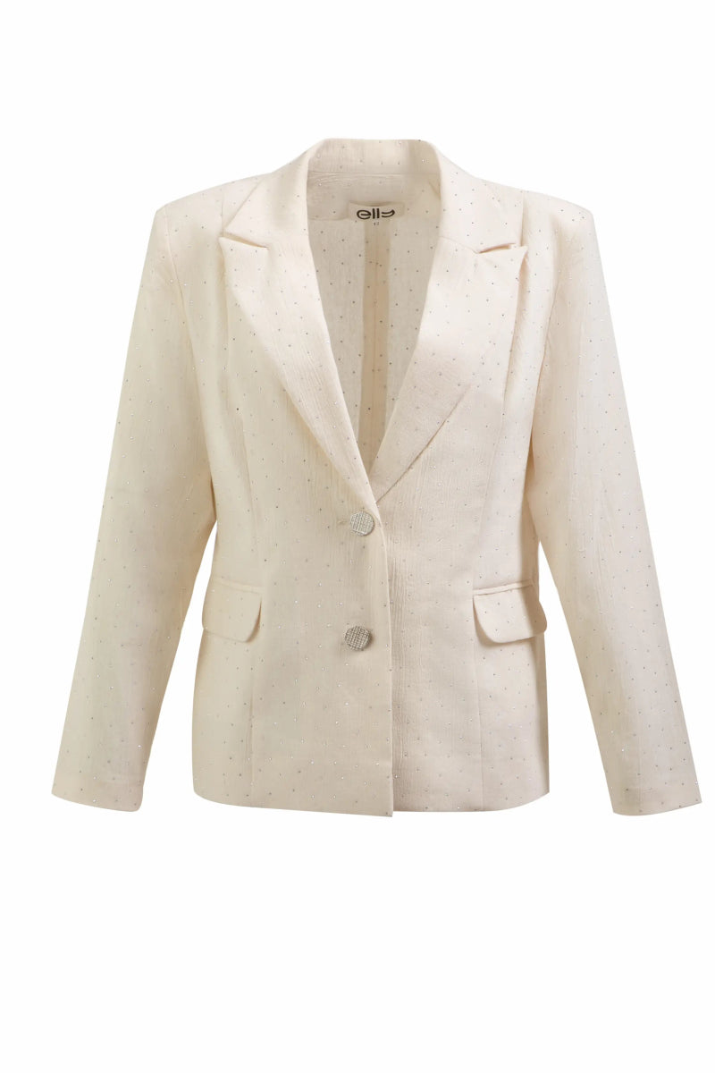 Crystal Embellished Cream Blazer – ELLY - ELLY