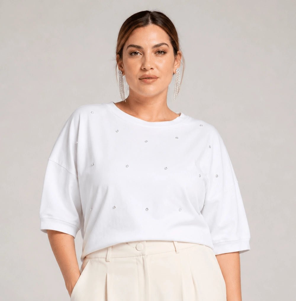 Crystal Embellished Oversized Top - ELLY