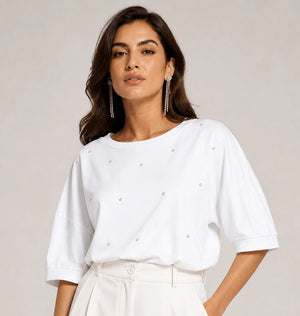 Crystal Embellished Oversized Top - ELLY