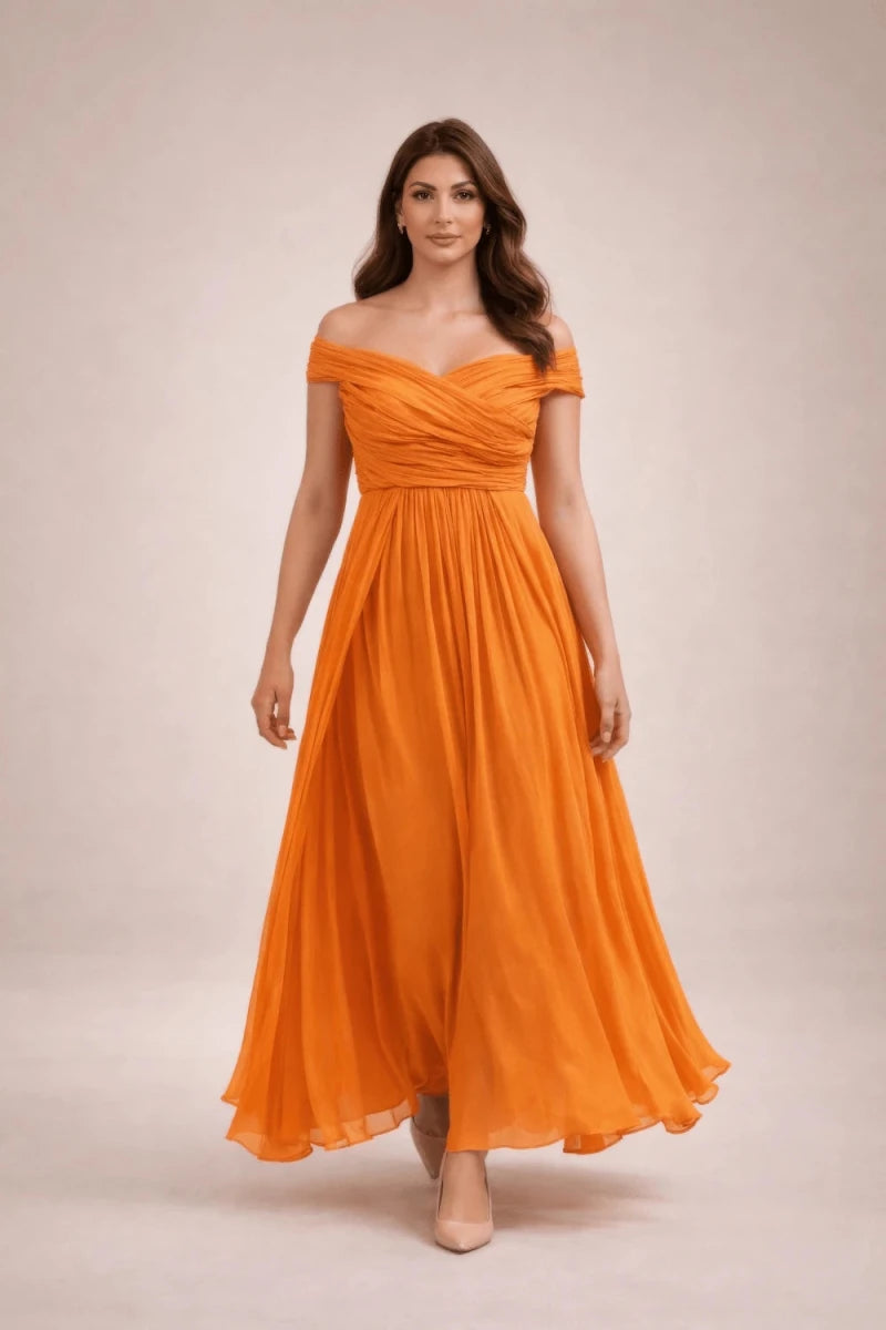 Draped Orange Dress