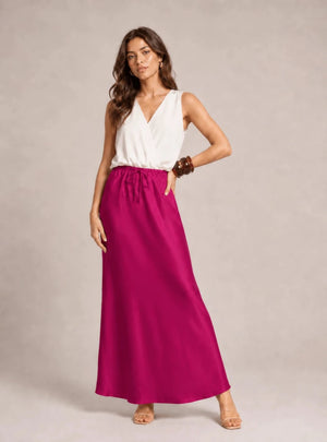 Drawstring Waist Maxi Skirt - ELLY