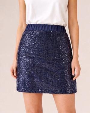 Elegance in Motion Skirt - Paillettes Navy Blu - ELLY