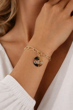Elly Logo Charm Chain Bracelet – Gold Tone - ELLY