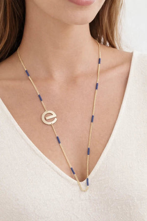 ELLY Violet Crystal Beaded Chain Necklace - ELLY