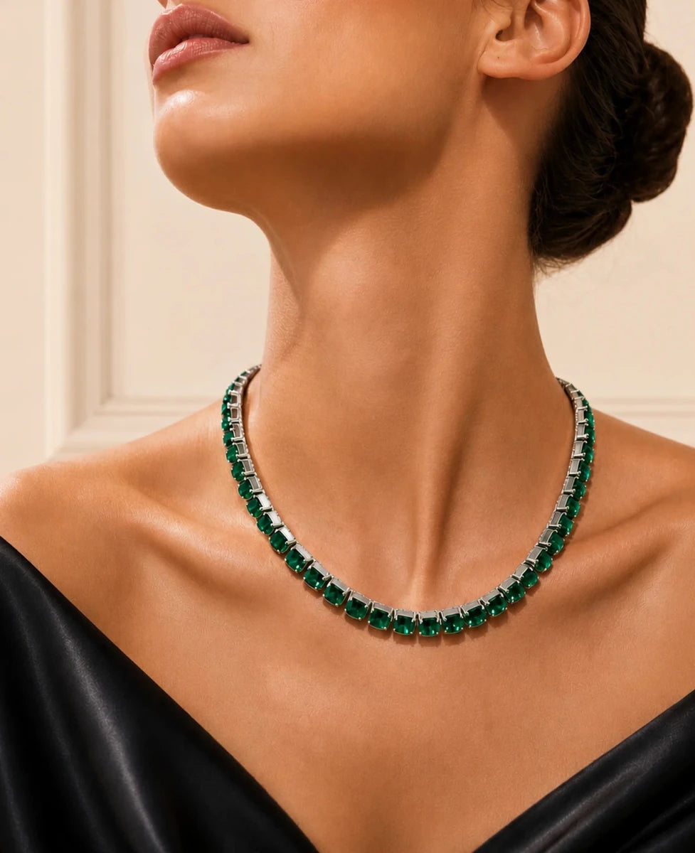 Emerald Crystal Necklace – Argento - ELLY