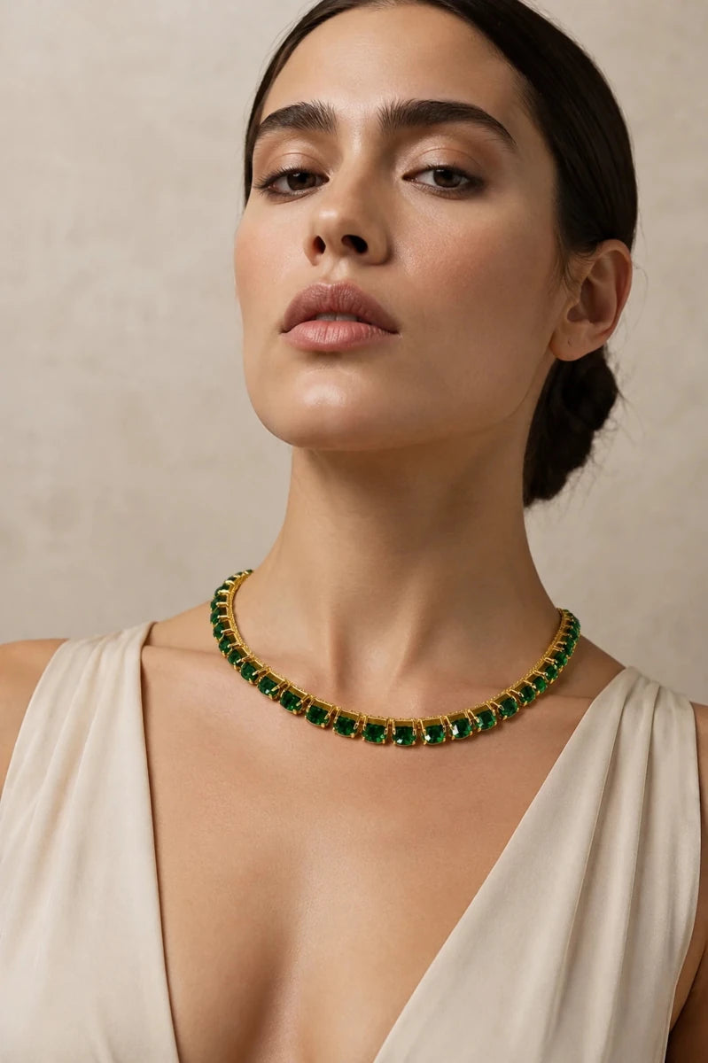 Emerald Royale Tennis Necklace - ELLY