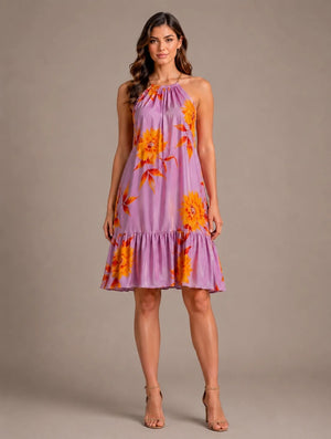 Floral Halter Mini Dress – Rosa - ELLY