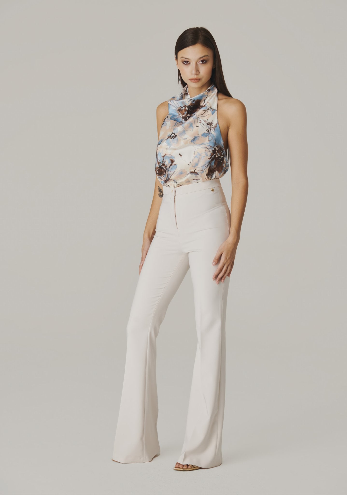 Floral Whispers Open-Back Halter Top - ELLY