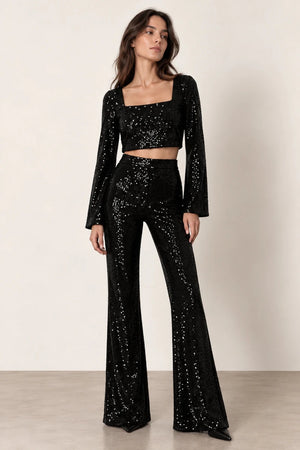 Glamorous Shine Pants - Nero Paillettes - ELLY