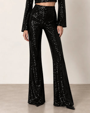 Glamorous Shine Pants - Nero Paillettes - ELLY