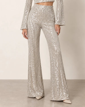 Glamorous Shine Pants - Silver Paillettes - ELLY