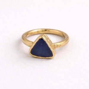 Gold Plated Agate Statement Ring – Navy Stone - ELLY