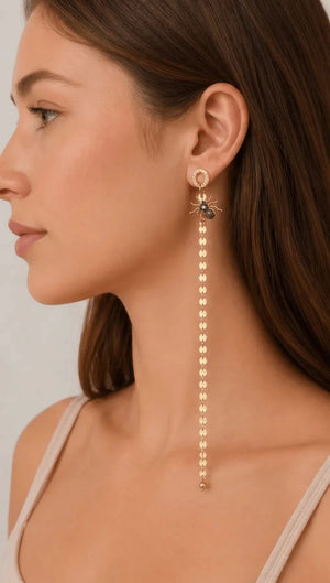 Gold - Tone Asymmetrical Zircon Drop Earrings - ELLY