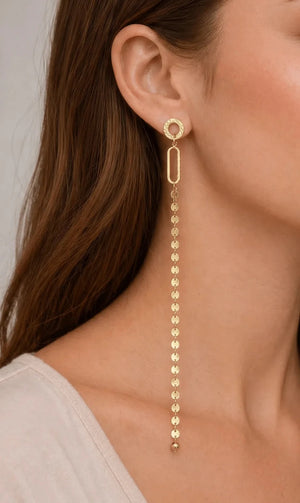 Gold - Tone Asymmetrical Zircon Drop Earrings - ELLY