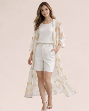 Golden Geometric Sheer Kimono - ELLY