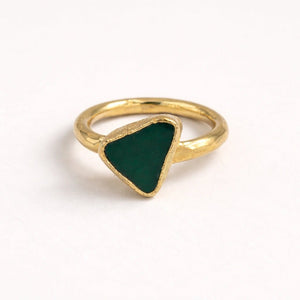 Green Agate Statement Ring – 18K Gold Plated - ELLY