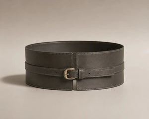 Handmade High Waist Leather Belt - Classic Black - ELLY
